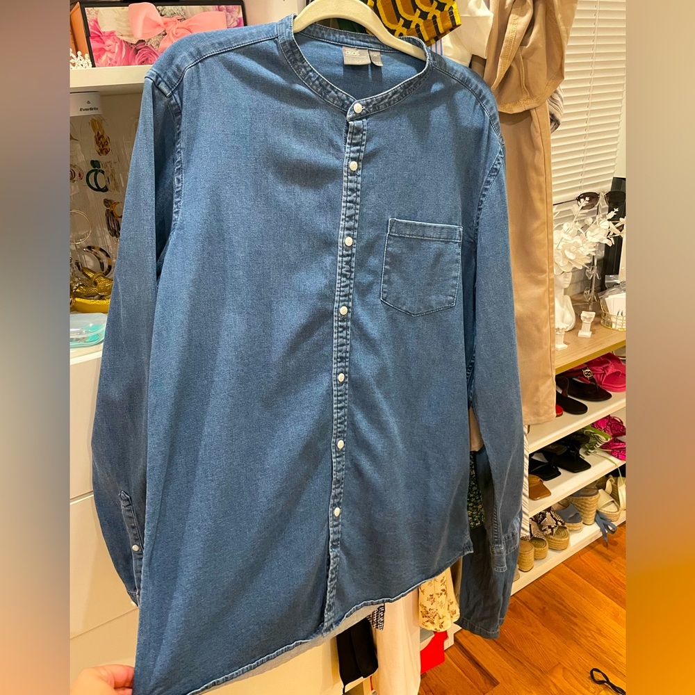 Asos Men’s Solid Denim Button Down - image 2